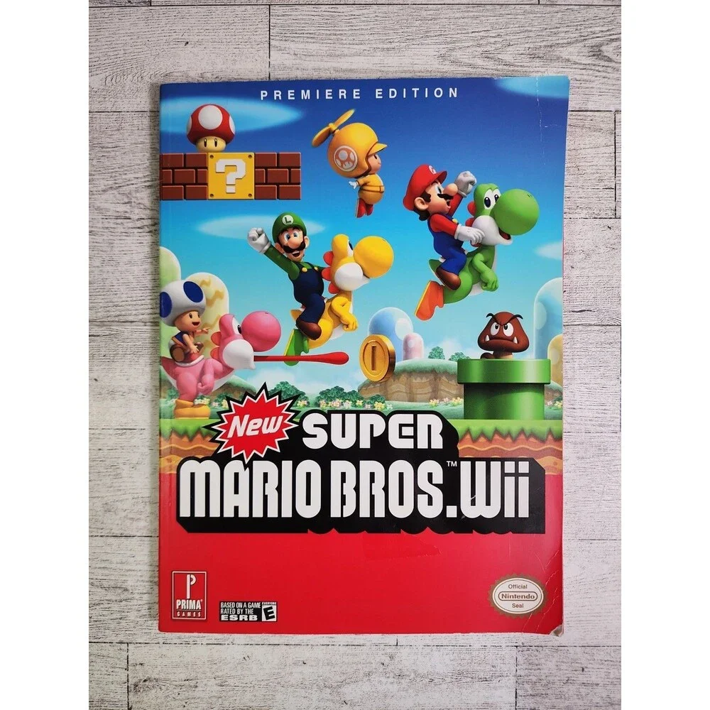 Nintendo Wii Super Mario Bros Game Guide Book By Prima 2009 WITH POSTER